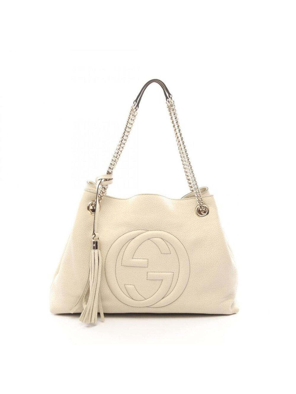 Gucci Shoulder Bag Soho Interlocking G Ivory Leather Chain